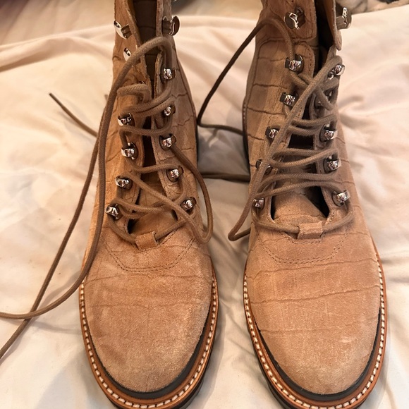 BRAND NEW Marc Fisher LTD Tan Leather Combat Boots main image 4